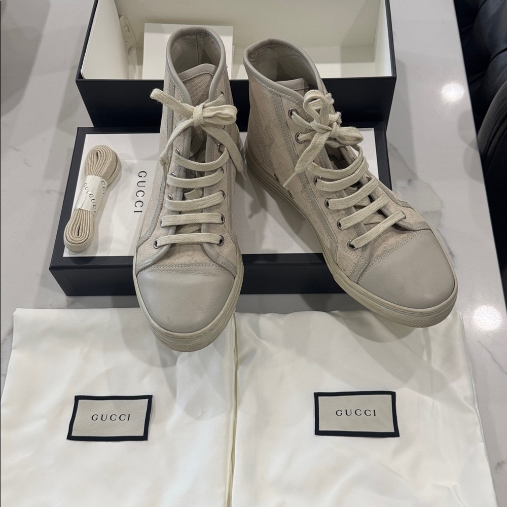 Women’s Gucci High-Top Sneakers in Cream